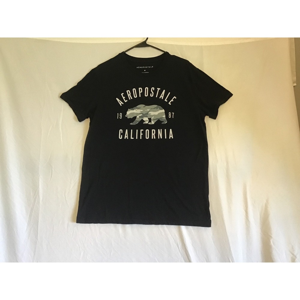 Aeropostale Mens California Bear Graphic T-Shirt Black Camo Logo Size M